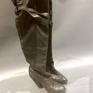 Leather over the knee boots - Black
